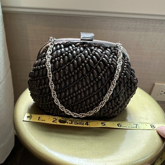 Ann Taylor dark brown beaded evening bag - Picture 6 of 8